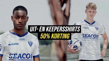 Sale: 50% korting op alle uit- en keepersshirts